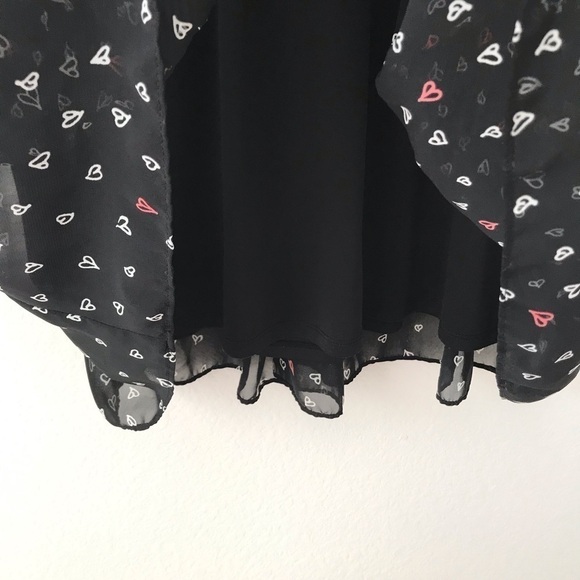 Lauren Conrad Sheer Mesh Cocktail Black Pink Hearts Fit & Flare Party Dress - Picture 7 of 9